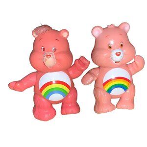 Care Bears Cheer Bear Poseable Toy Figures Set of 2 Vintage Character Bears